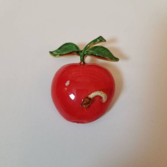 Originals by Robert Jewelry - Originals by Robert Apple with Worm Brooch Pin